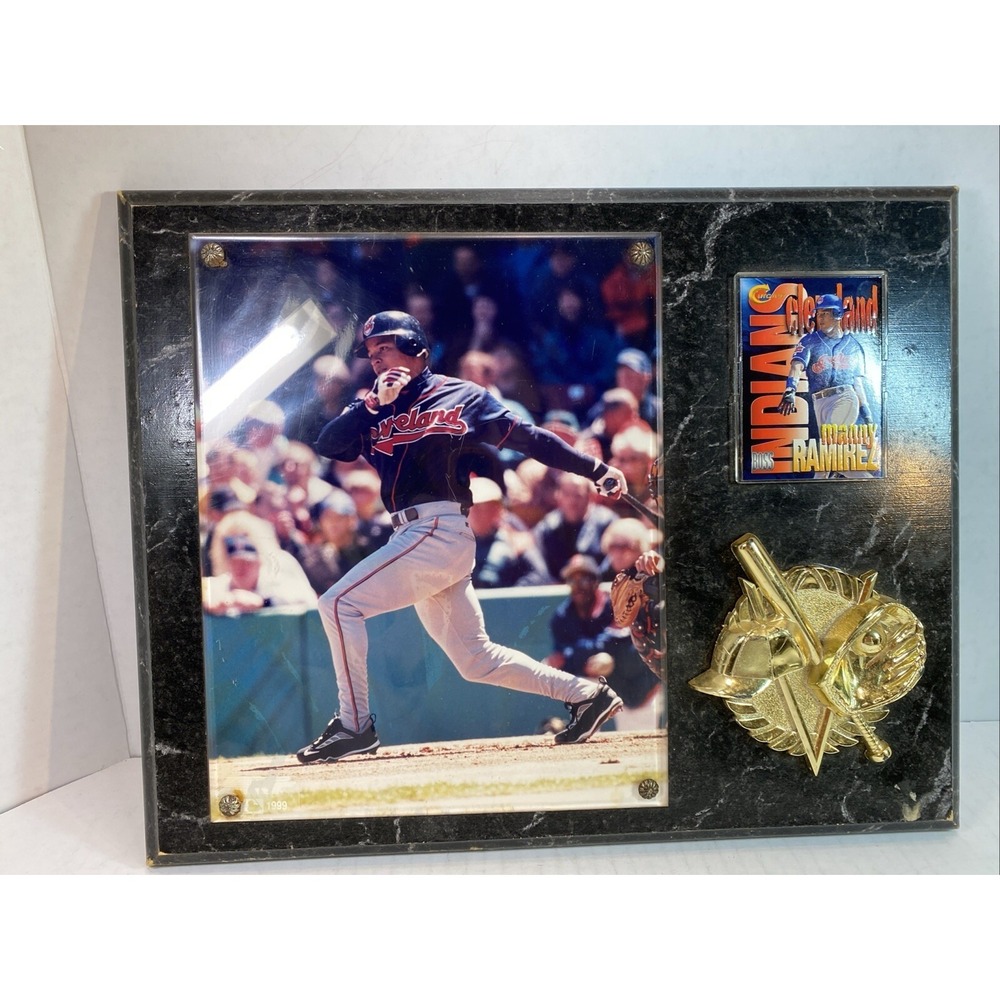 MANNY RAMIREZ 8X10 PHOTO With Card Cleveland 1999 plaque Vintage